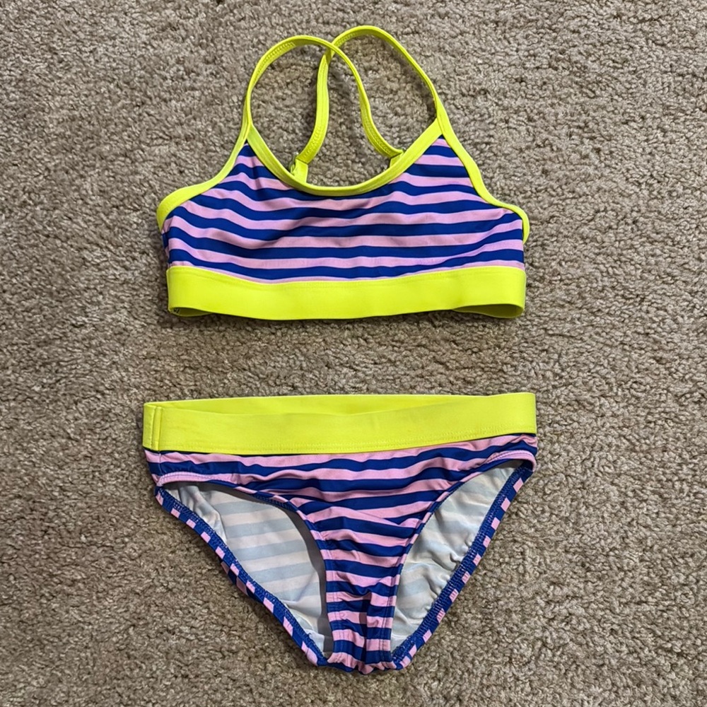 Lands' End Yellow and Blue Bikini Swim Set